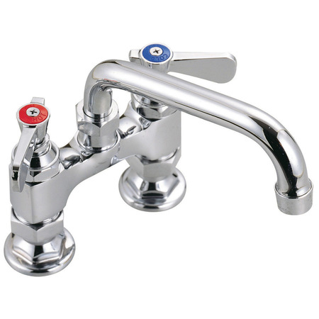 BK RESOURCES Optiflow Heavy Duty Faucet, 14" Swing Spout, 4" O.C. Deck Mount BKF4HD-14-G